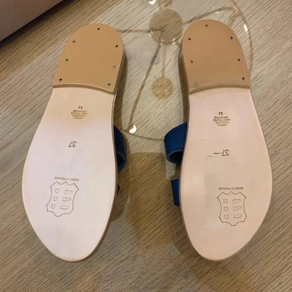 KJacques Navy Blue Leather Menandre Sandals Size 37 or 6.5 US - Picture 2 of 4